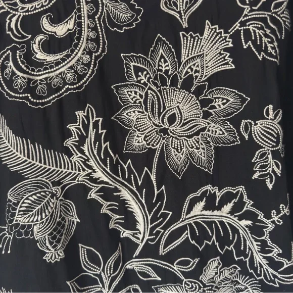 Johnny Was Floral Embroidered Shift Dress Small Black Boho Chic Eclectic Tassels - Picture 8 of 12